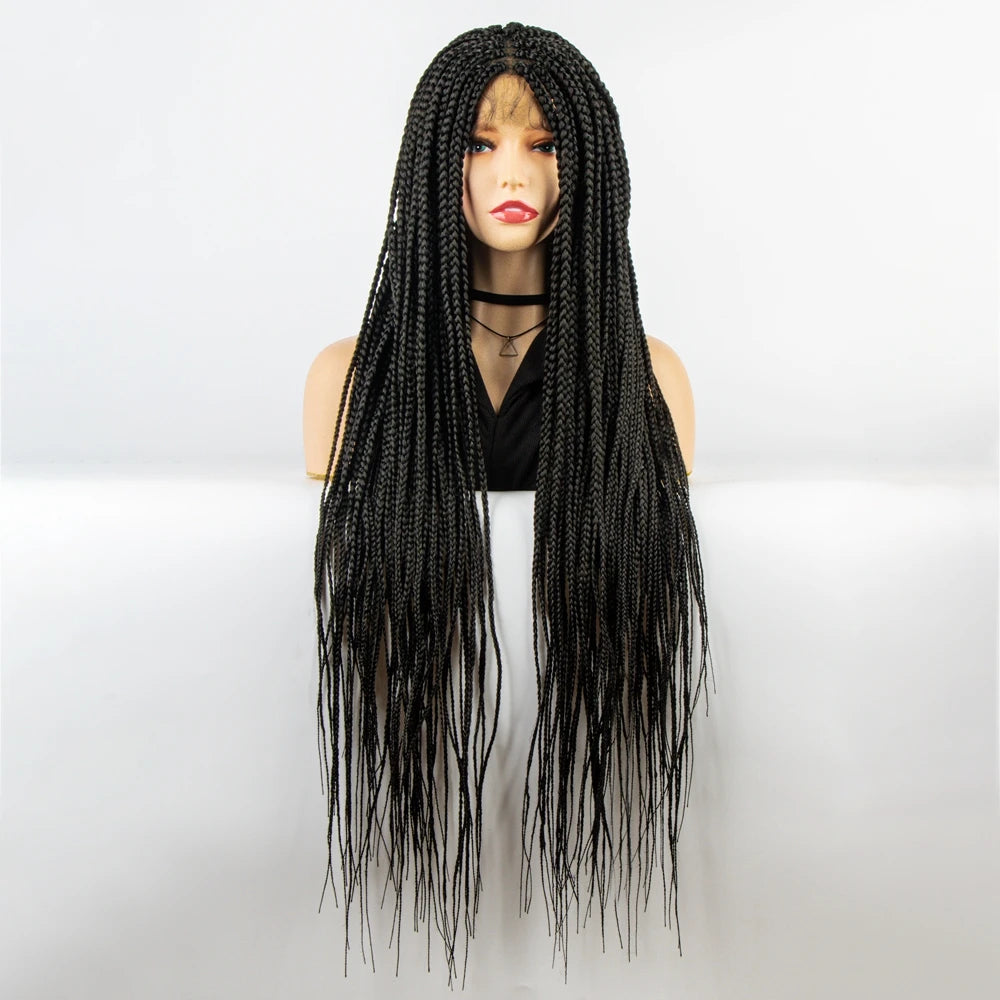 Double Full Lace Knotless Box & Cornrow Braids Wig Luxegan