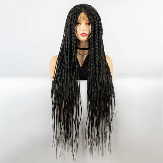 Double Full Lace Knotless Box & Cornrow Braids Wig Luxegan
