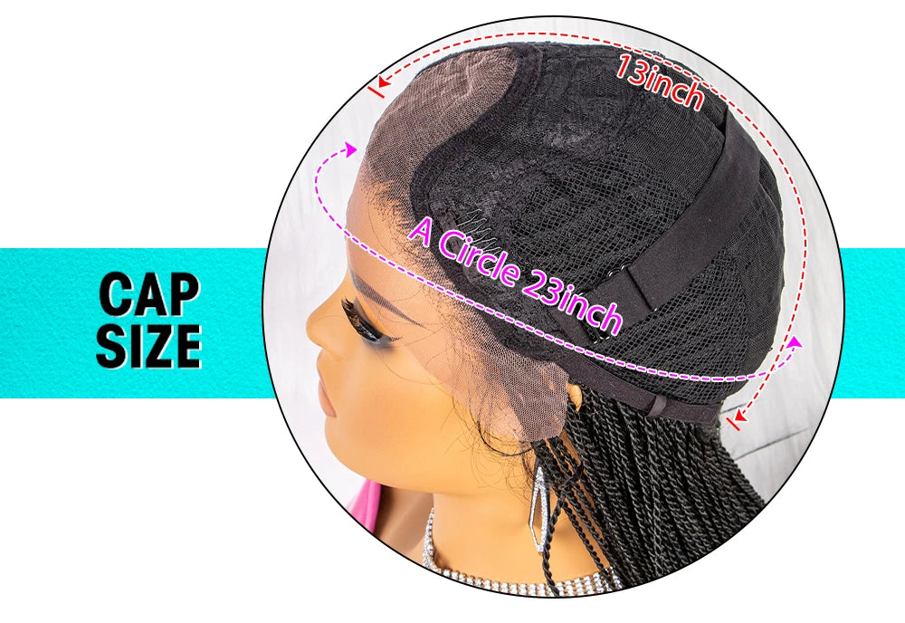 30" Twist Braided Lace Front Wig | Knotless Braids | Long Straight Hair | Heat Resistant Synthetic Wig | For Black Women Luxegan