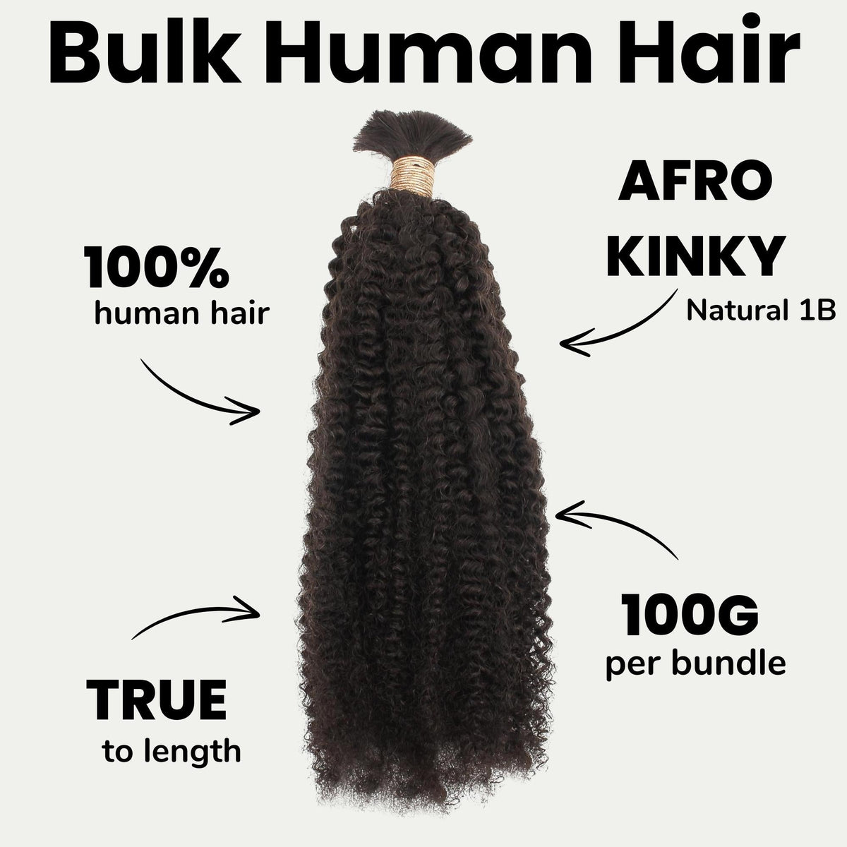 Afro Kinky Bulk 100% Human Braiding Hair Luxegan