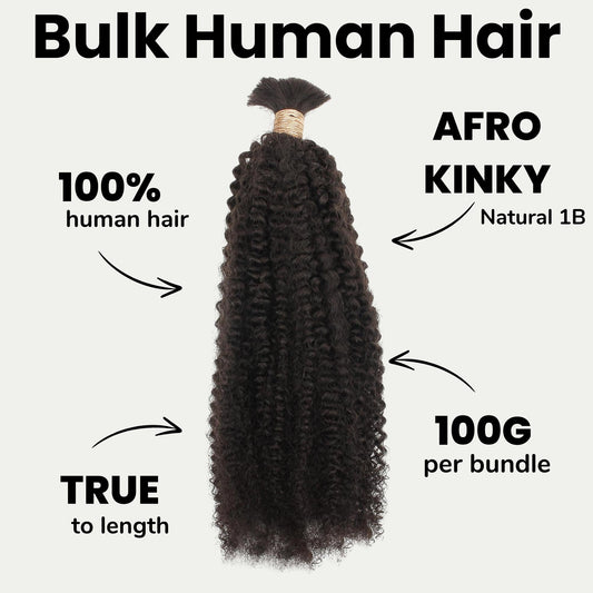 Afro Kinky Bulk 100% Human Braiding Hair Luxegan