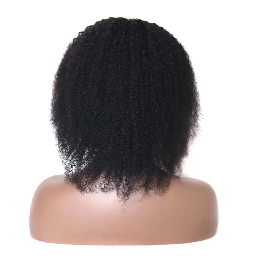 Afro Kinky Curly Human Hair Wig with Bangs | Brazilian Remy Hair | Short Curly Wig Luxegan