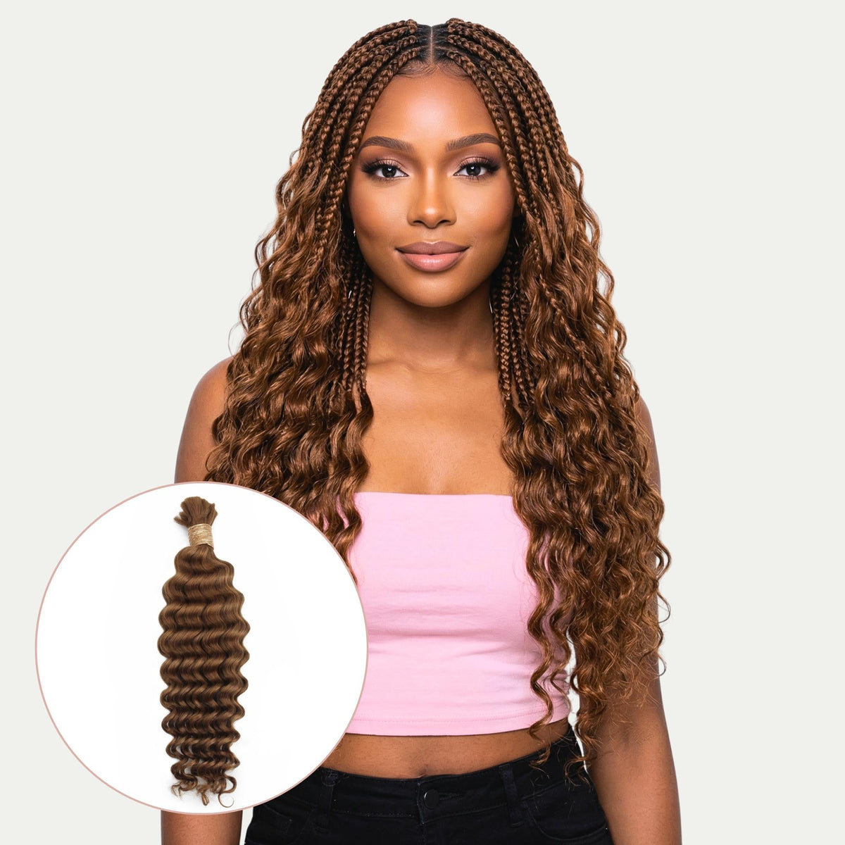 Auburn Deep Wave Bulk 100% Human Braiding Hair Luxegan