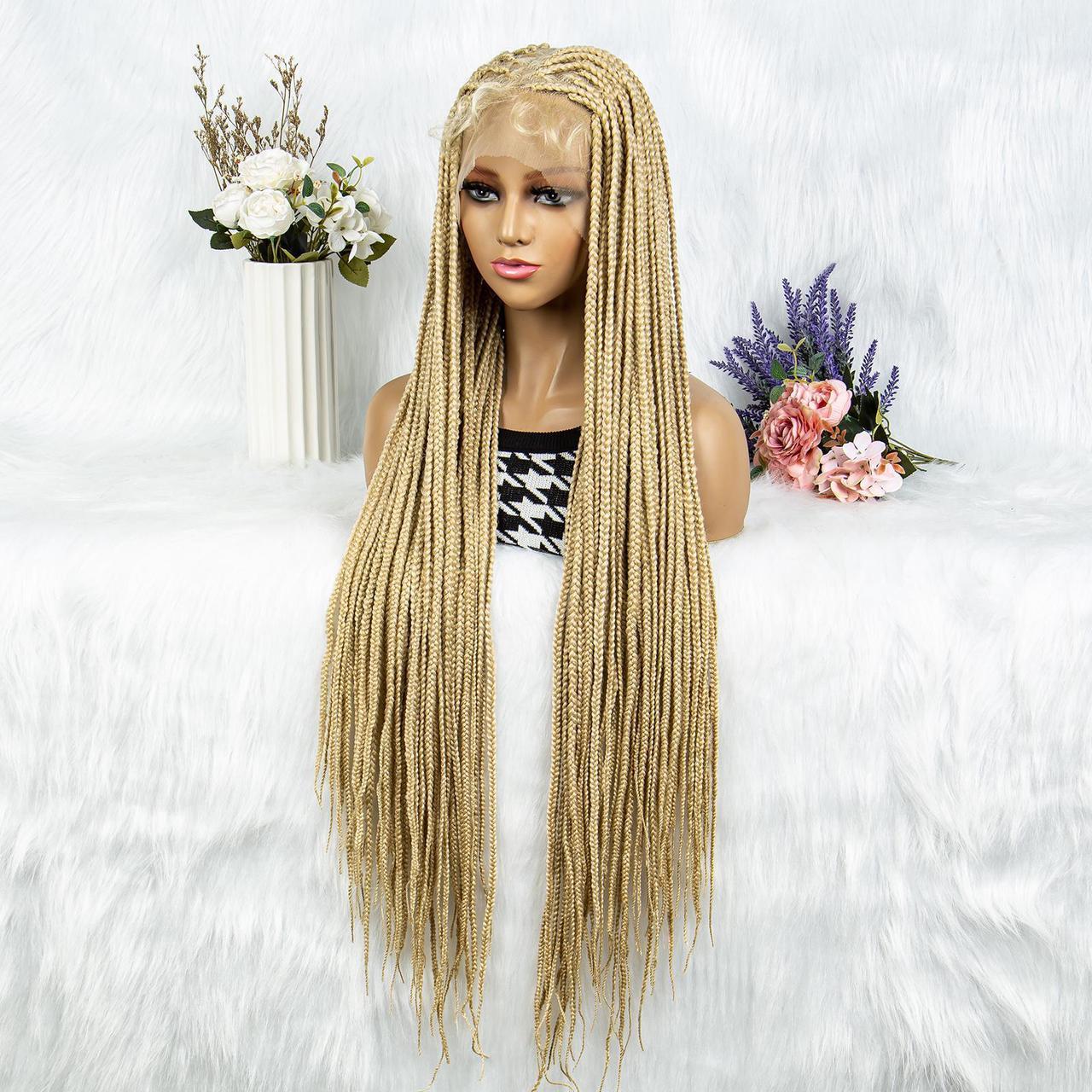 Honey Blonde Box Braided Wig | Knotless Braids | 13x3 Lace Frontal | Baby Hair | Synthetic Hair | #27
