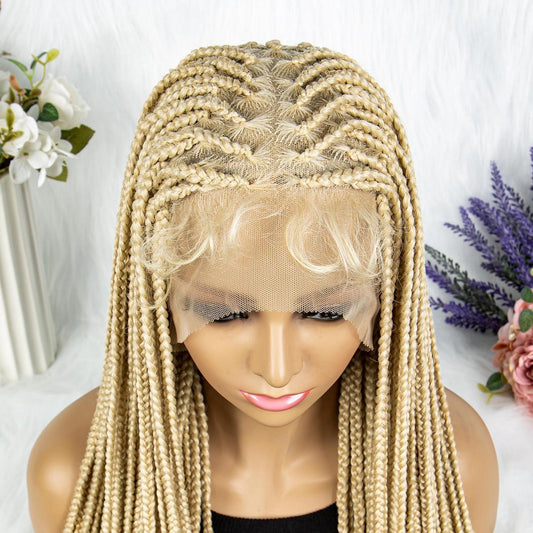 Honey Blonde Box Braided Wig | Knotless Braids | 13x3 Lace Frontal | Baby Hair | Synthetic Hair | #27