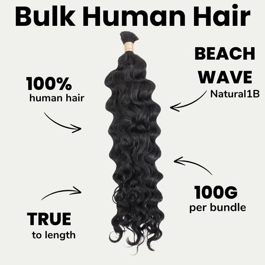 Beach Wave Bulk 100% Human Braiding Hair Luxegan
