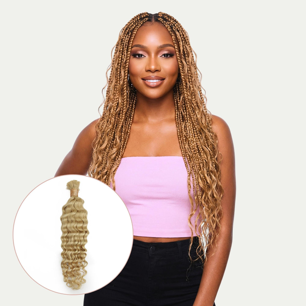 Blonde Deep Wave Bulk 100% Human Braiding Hair Luxegan