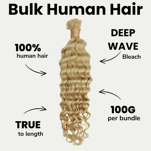 Blonde Deep Wave Bulk 100% Human Braiding Hair Luxegan