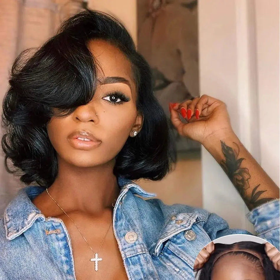 Body Wave | 13X4 Transparent Lace | Ready To Wear | PrePlucked  | Glueless | Ready To Go  | Short Bob | Human Hair Wigs Luxegan