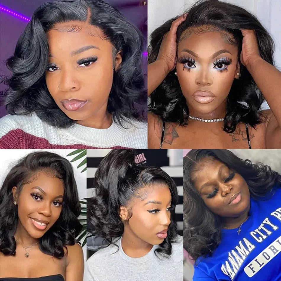 Body Wave | 13X4 Transparent Lace | Ready To Wear | PrePlucked  | Glueless | Ready To Go  | Short Bob | Human Hair Wigs Luxegan