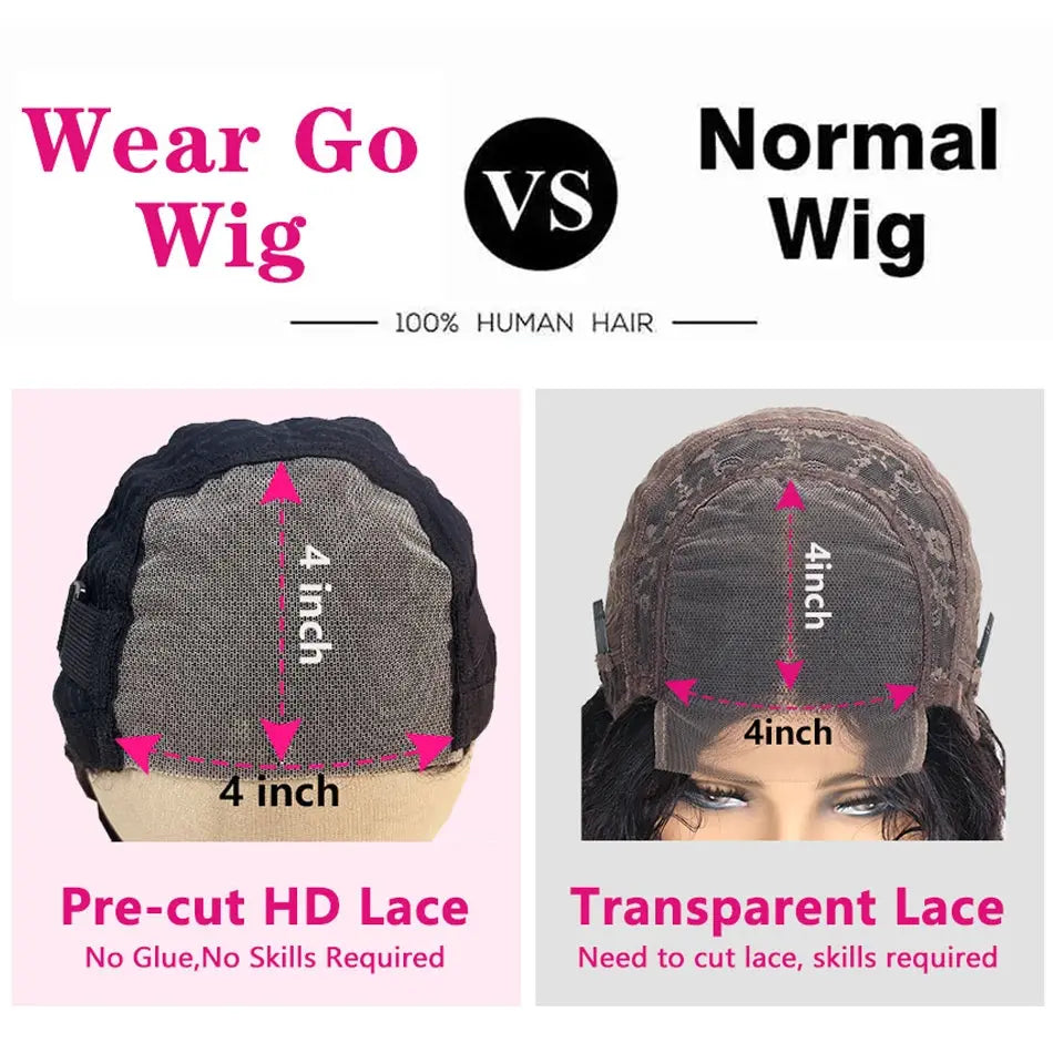 Body Wave | 13X4 Transparent Lace | Ready To Wear | PrePlucked  | Glueless | Ready To Go  | Short Bob | Human Hair Wigs Luxegan
