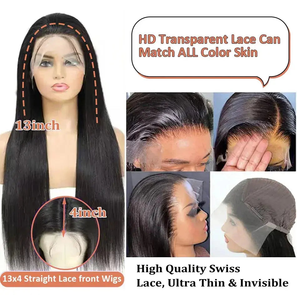 Brazilian Bone Straight Lace Front Human Hair Wig Luxegan