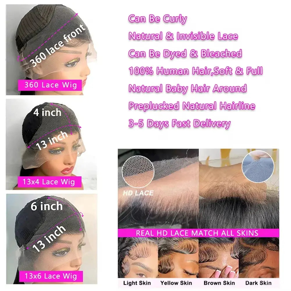 Brazilian Bone Straight Lace Front Human Hair Wig Luxegan