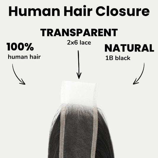 Brazilian Silky Straight 2x6 Transparent Lace Human Hair Closure Luxegan
