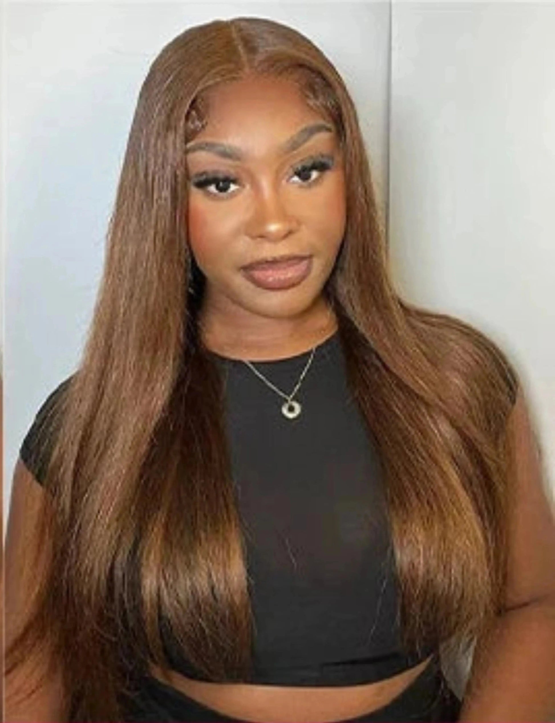 Chocolate Brown Straight Lace Closure Wig | Wear and Go | Glueless | Pre-Plucked | Brazilian Virgin Hair Luxegan