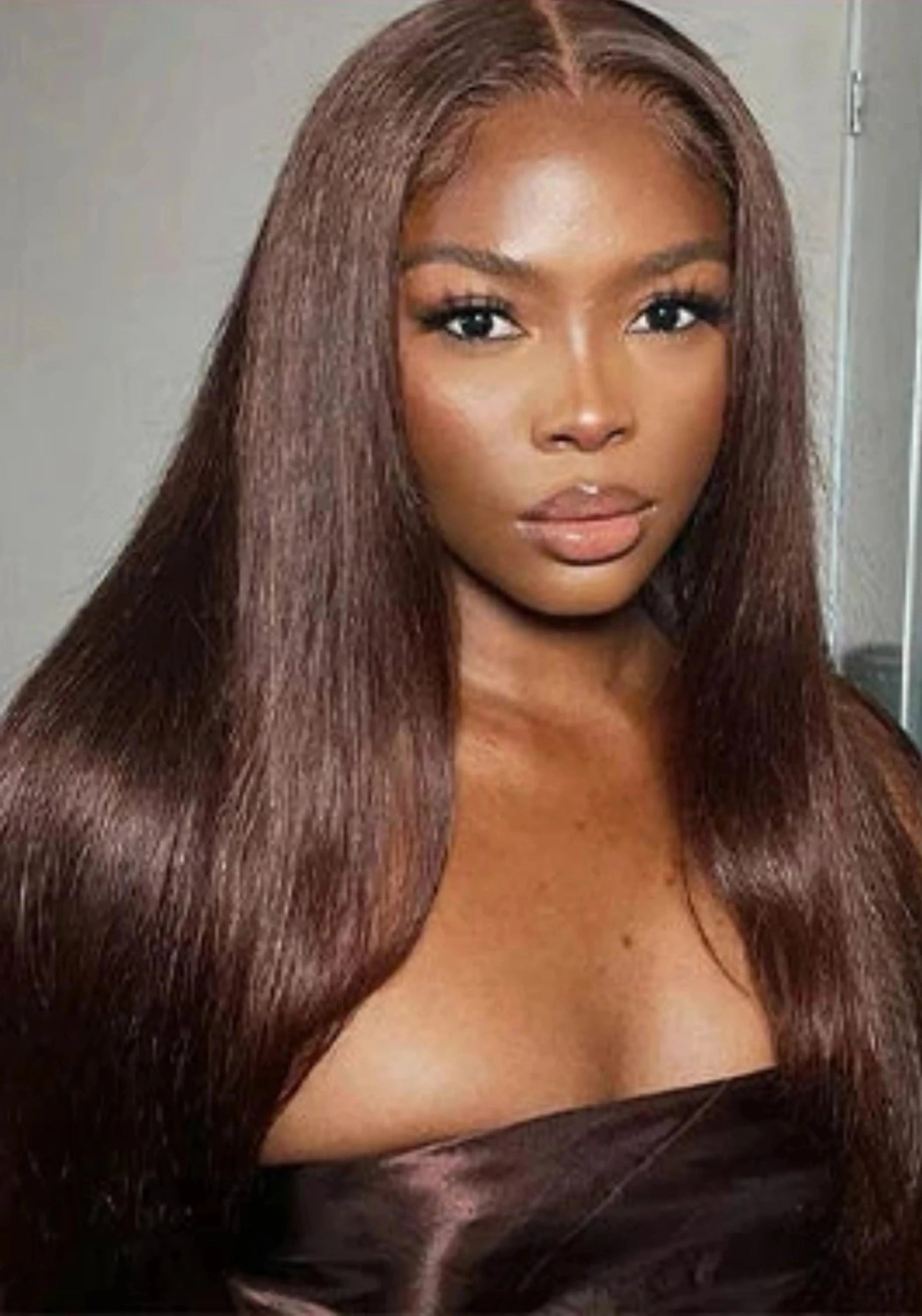 Chocolate Brown Straight Lace Closure Wig | Wear and Go | Glueless | Pre-Plucked | Brazilian Virgin Hair Luxegan