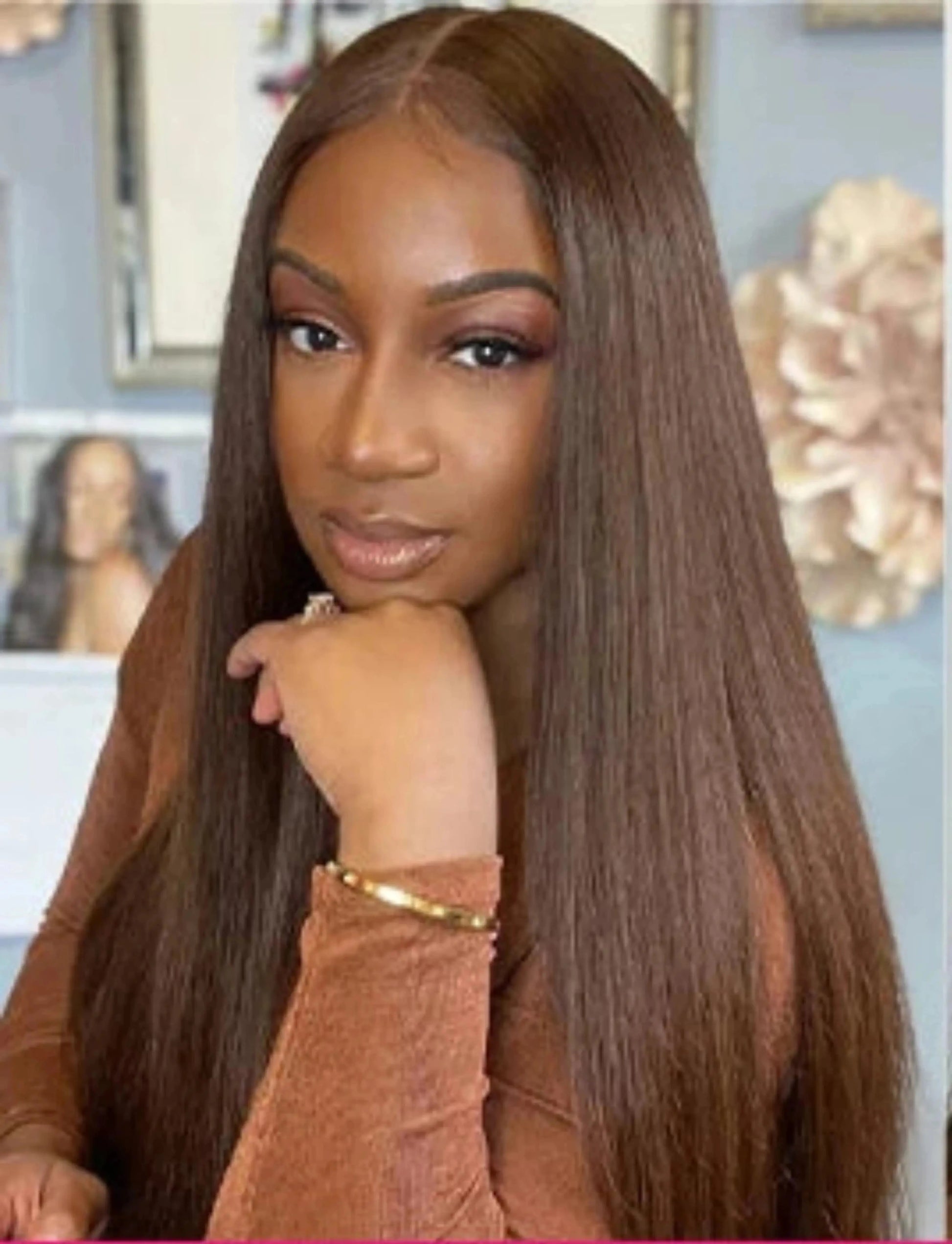 Chocolate Brown Straight Lace Closure Wig | Wear and Go | Glueless | Pre-Plucked | Brazilian Virgin Hair Luxegan