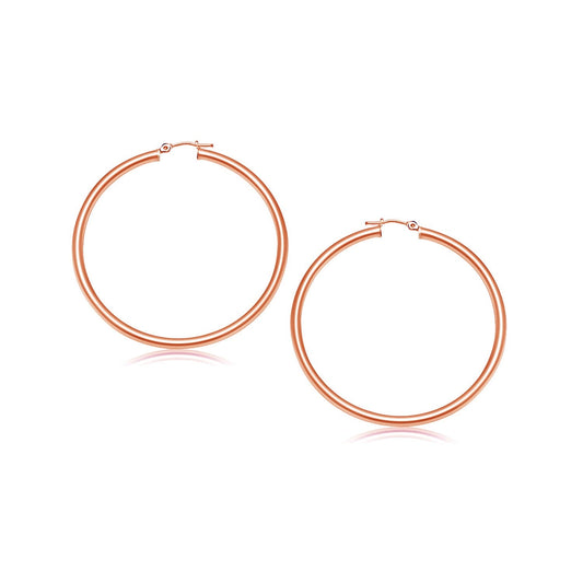 Pendientes de aro pulidos de oro rosa de 14k (25 mm)