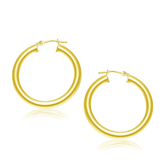 Pendientes de aro pulidos de oro amarillo de 14k (30 mm)