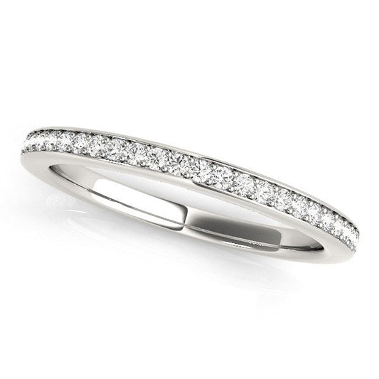 Anillo de boda sencillo de oro blanco de 14 quilates con diamantes (1/4 quilates en total)