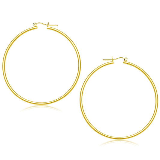 Aretes de aro pulidos de oro amarillo de 14k (55 mm)