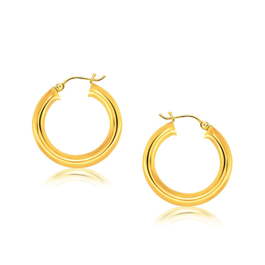 Pendientes de aro pulidos de oro amarillo de 14k (30 mm)
