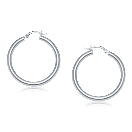 Pendientes de aro pulidos de oro blanco de 14k (40 mm)