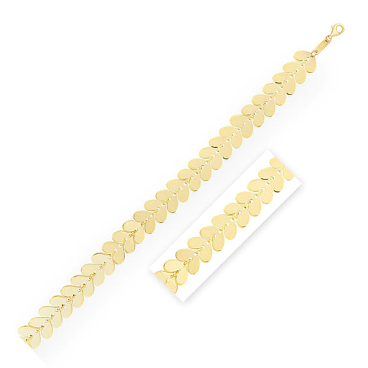 Pulsera de cadena con eslabones de corazón pulidos de oro amarillo de 14 quilates