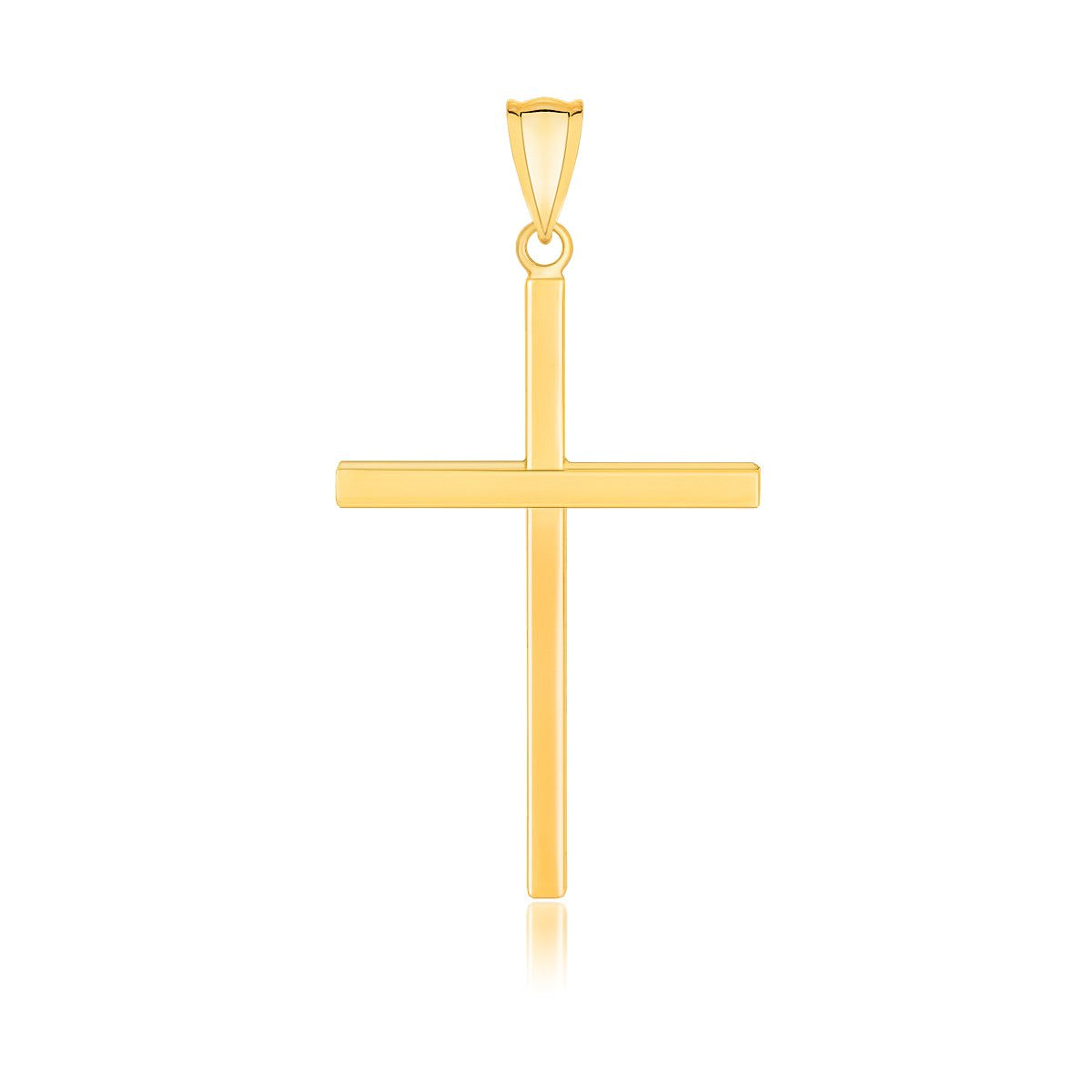14k Yellow Gold Polished Flat Cross Pendant