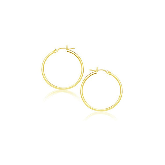 Pendientes de aro pulidos de oro amarillo de 14k (20 mm)