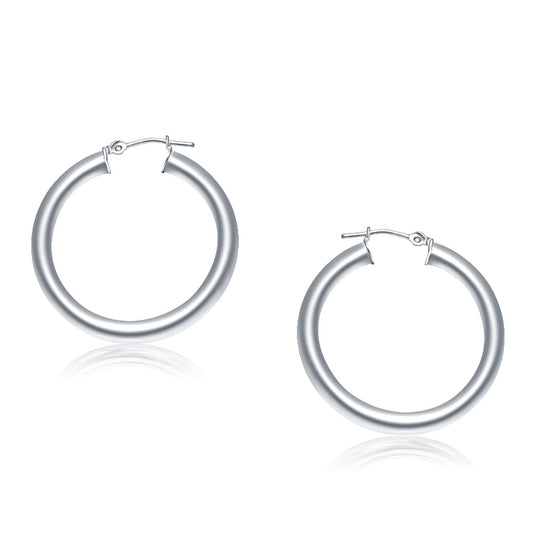 Pendientes de aro pulidos de oro blanco de 14k (30 mm)