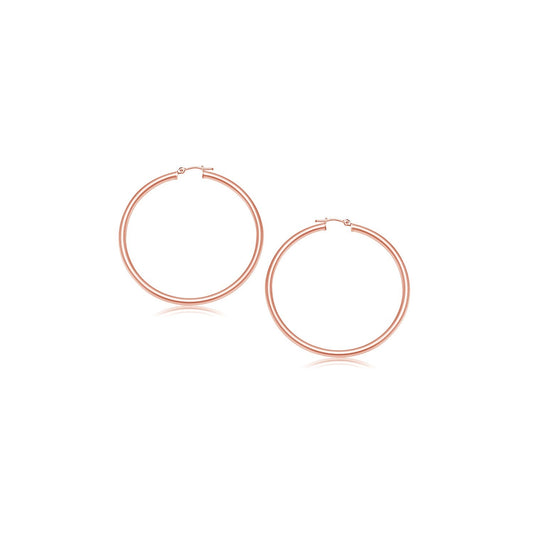 14k Rose Gold Polished Hoop Earrings (15 mm) - view 2