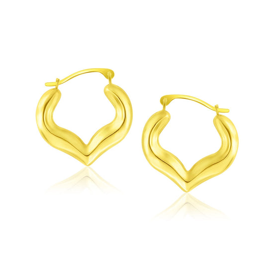 10k Yellow Gold Hoop Style Heart Shape Earrings - view 2