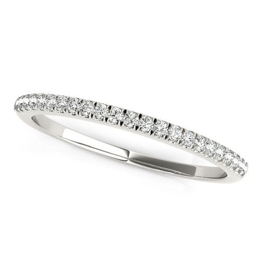 Anillo de boda de diamantes (0,12 ct. de peso total) de oro blanco de 14k con engaste estilo festoneado