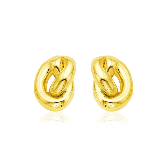 Pendientes de Nudo Pulido de Oro Amarillo de 14k