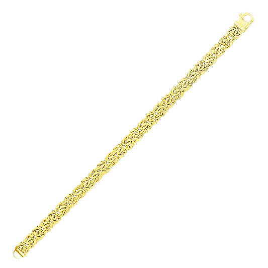 Pulsera de cadena estilo bizantino de oro amarillo de 14k