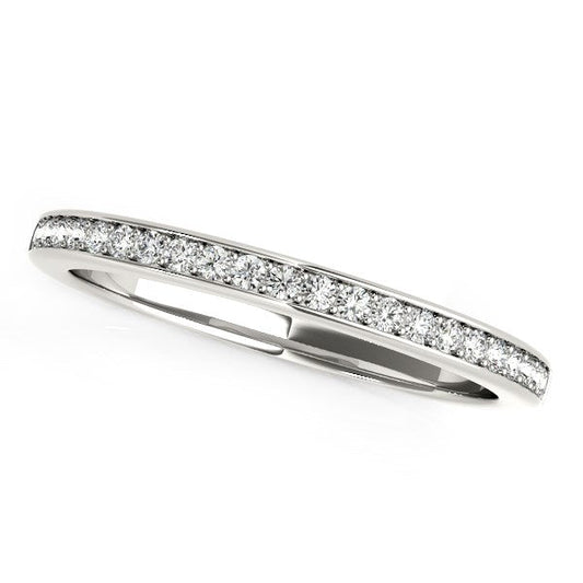 Anillo de boda de oro blanco de 14 quilates con diamantes de estilo clásico (1/5 cttw)