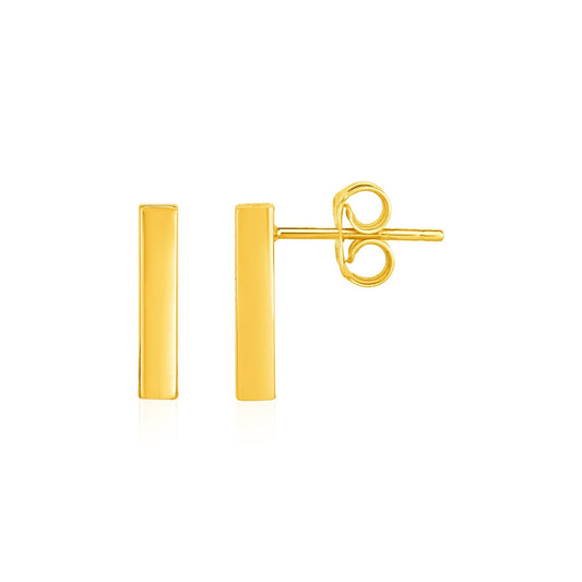 Bar Post Earrings in 14k Yellow Gold - view 2