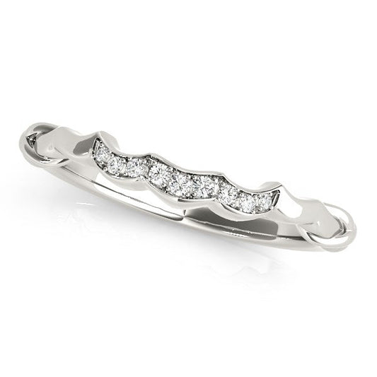 Anillo de boda de vieira en oro blanco de 14 quilates (1/20 quilates en total)
