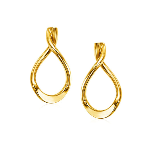 Pendientes de oro amarillo pulido de 14 quilates con forma de lágrima
