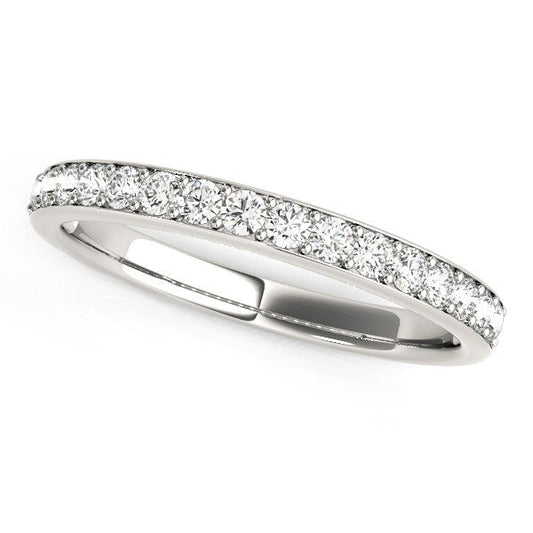Anillo de boda de oro blanco de 14 quilates con diamantes engastados en garra (1/3 cttw)