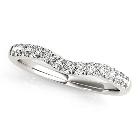 Anillo de boda curvo con diamantes de oro blanco de 14 quilates (1/4 quilates en total)