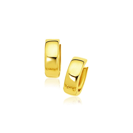 14k Yellow Gold Snuggable Hoop Earrings - view 2