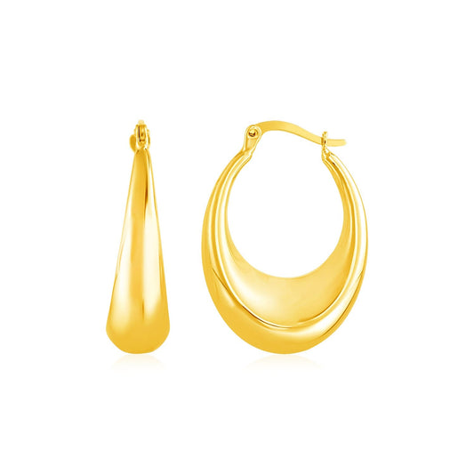 14k Yellow Gold Polished Puffed Hoop Earrings - view 2