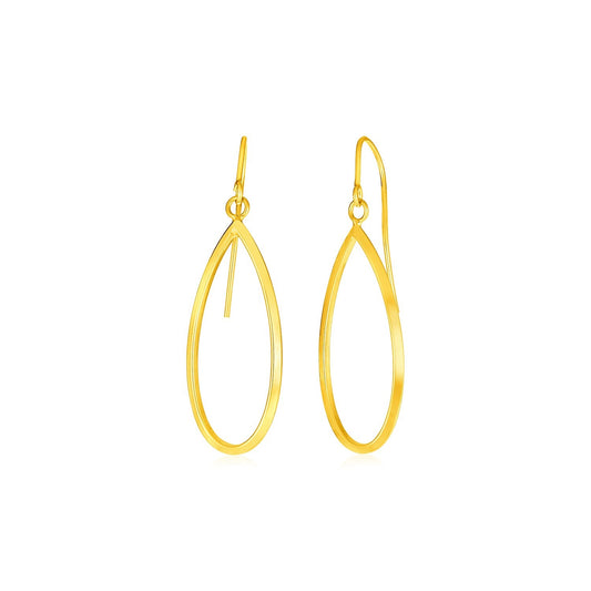 Pendientes de oro amarillo de 14k con colgantes de lágrima abierta pulida