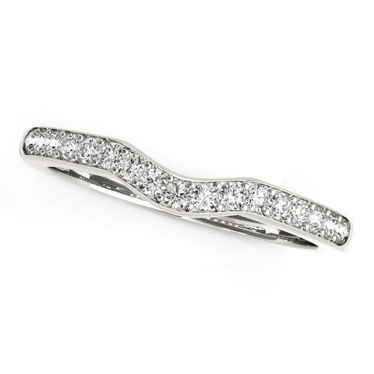 Anillo de boda de oro blanco de 14k estilo curvo (1/4 cttw)