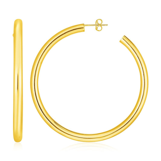 Pendientes de aro pulidos de oro amarillo de 14k