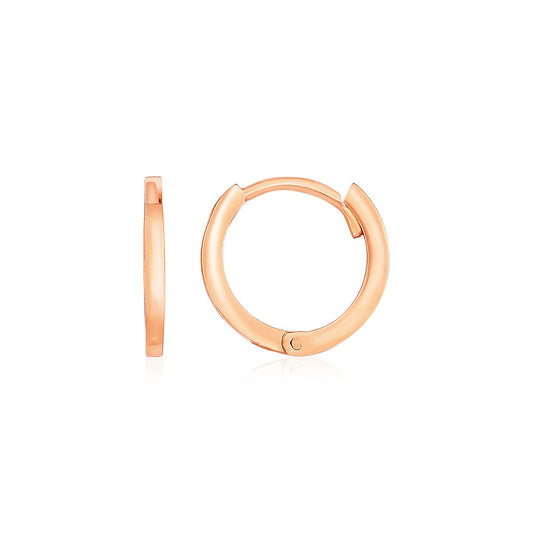 14k Rose Gold Petite Polished Round Hoop Earrings - view 2