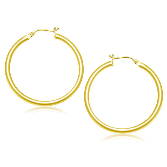 10k Yellow Gold Polished Hoop Earrings (40 mm) - view 2