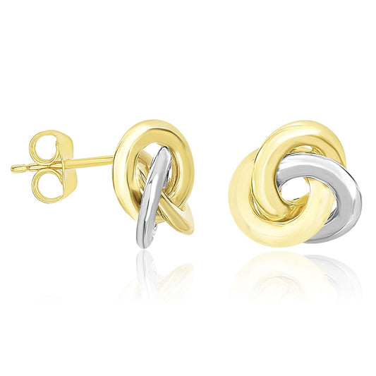 14k Two-Tone Gold Shiny Intertwined Open Circle Earrings - view 2